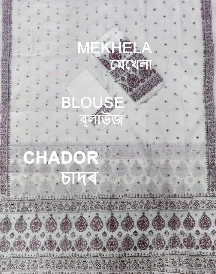 Printed Chanderi Cotton* Mekhela Sador