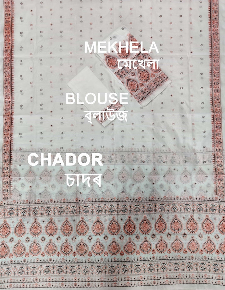 Printed Chanderi Cotton* Mekhela Sador