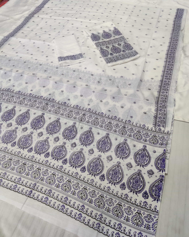Printed Chanderi Cotton* Mekhela Sador
