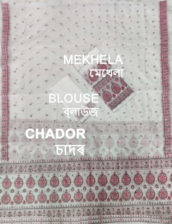 Printed Chanderi Cotton* Mekhela Sador