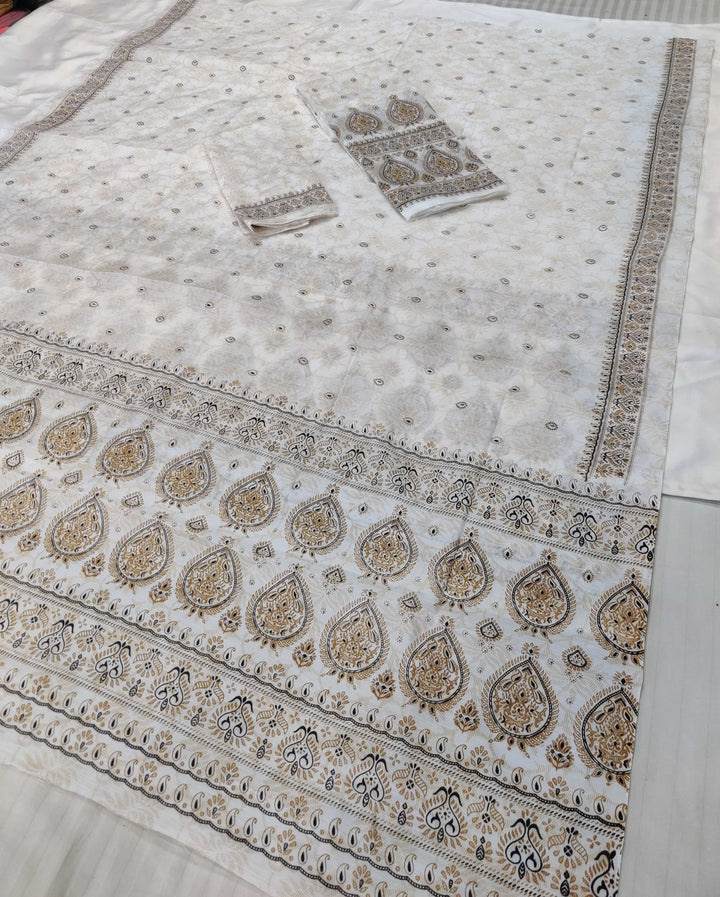 Printed Chanderi Cotton* Mekhela Sador - Braso Design