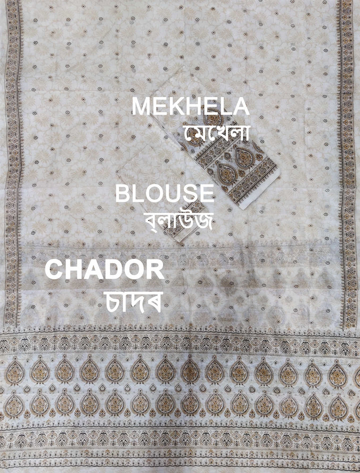 Printed Chanderi Cotton* Mekhela Sador - Braso Design