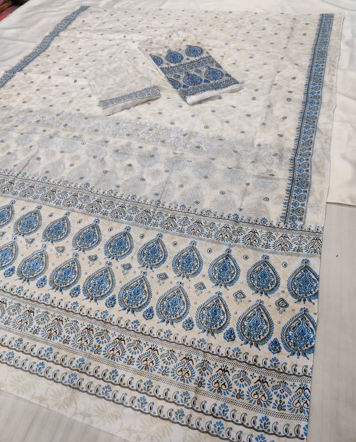 Printed Chanderi Cotton* Mekhela Sador - Braso Design
