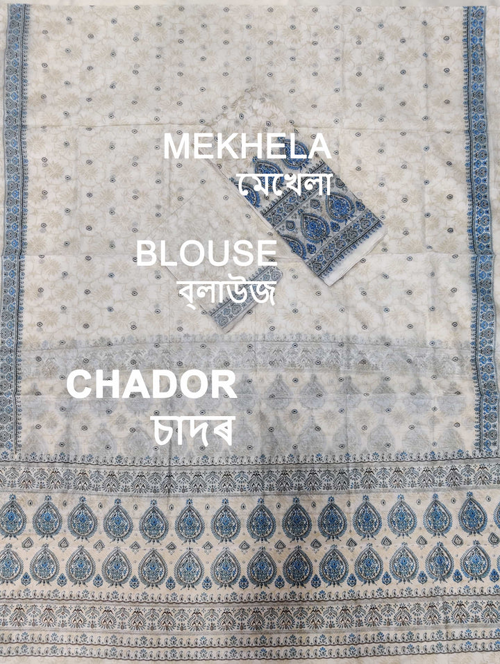 Printed Chanderi Cotton* Mekhela Sador - Braso Design