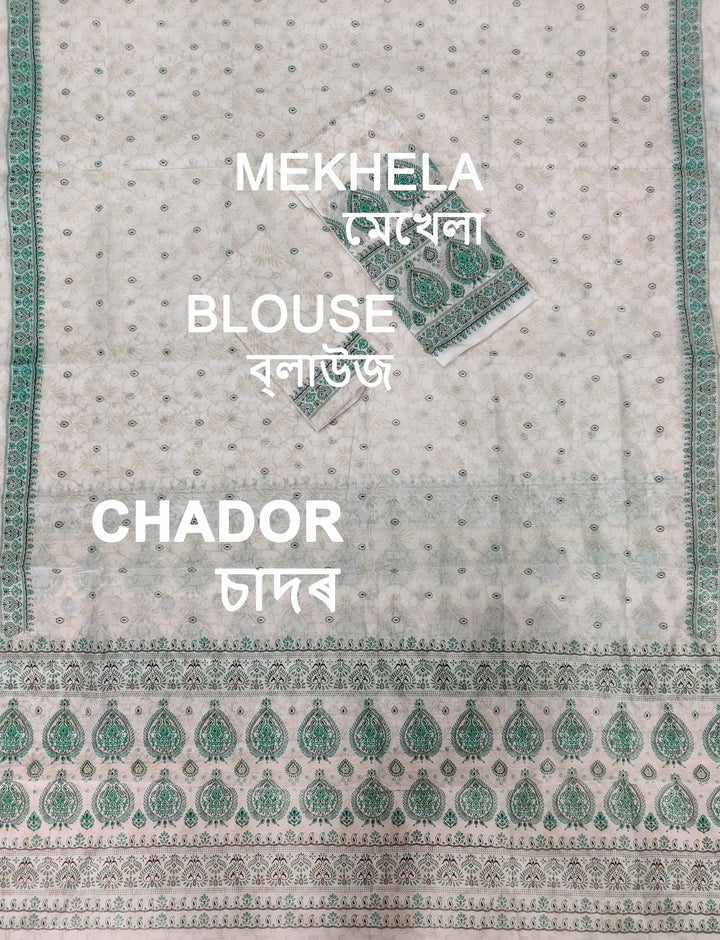 Printed Chanderi Cotton* Mekhela Sador - Braso Design