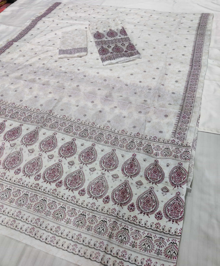 Printed Chanderi Cotton* Mekhela Sador - Braso Design