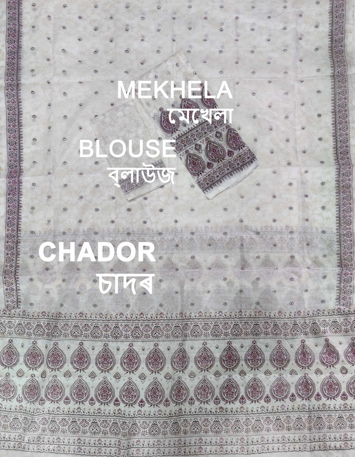 Printed Chanderi Cotton* Mekhela Sador - Braso Design