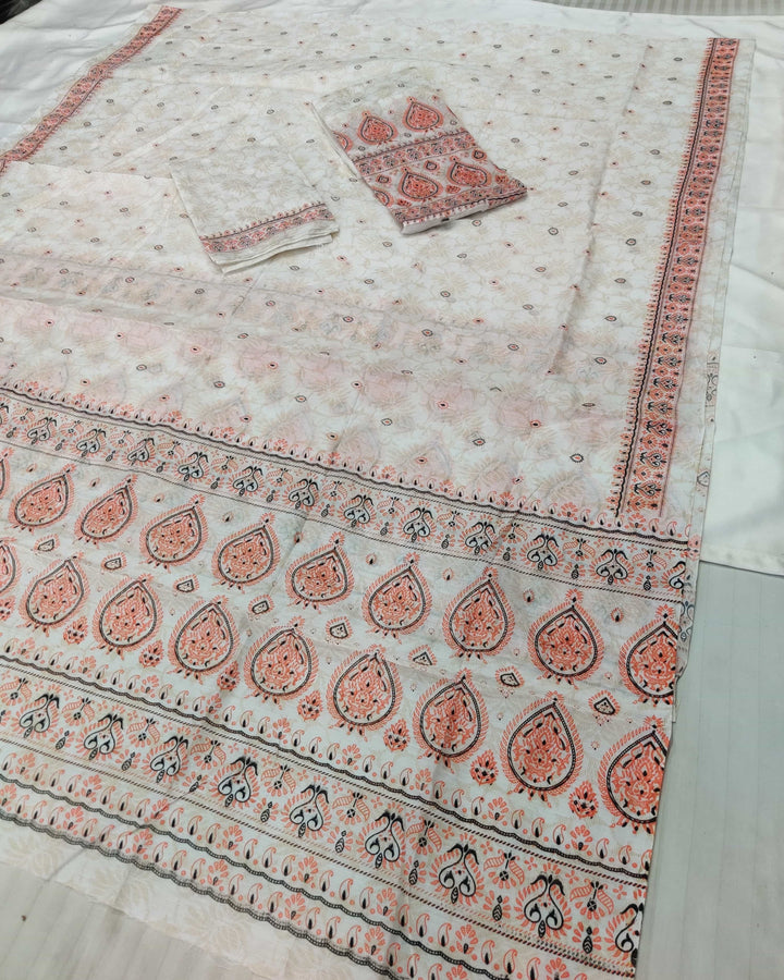 Printed Chanderi Cotton* Mekhela Sador - Braso Design
