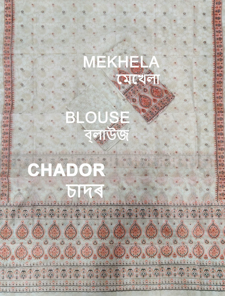 Printed Chanderi Cotton* Mekhela Sador - Braso Design