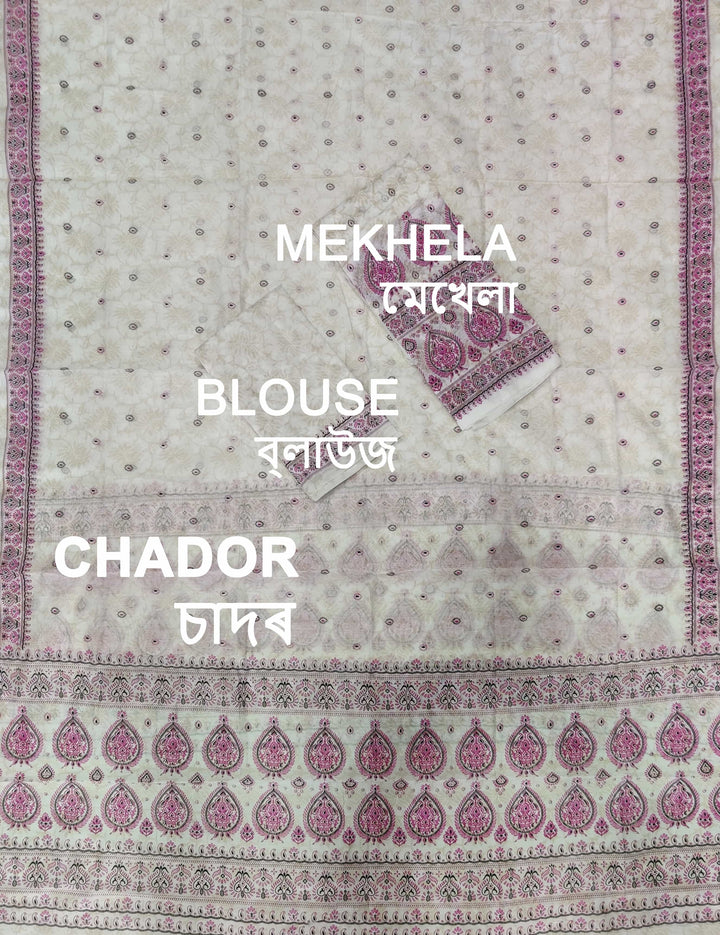 Printed Chanderi Cotton* Mekhela Sador - Braso Design