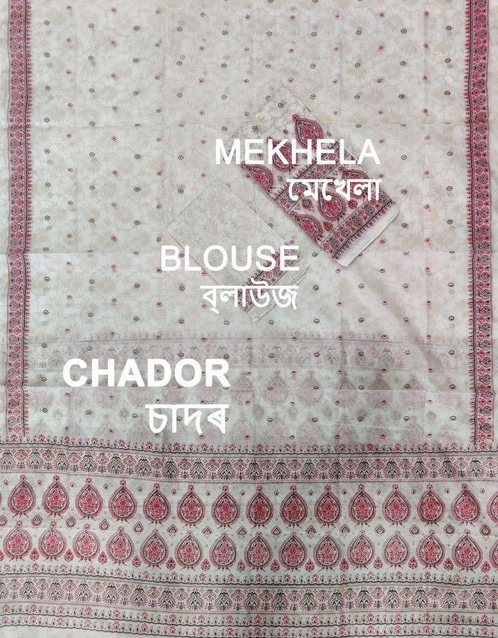 Printed Chanderi Cotton* Mekhela Sador - Braso Design