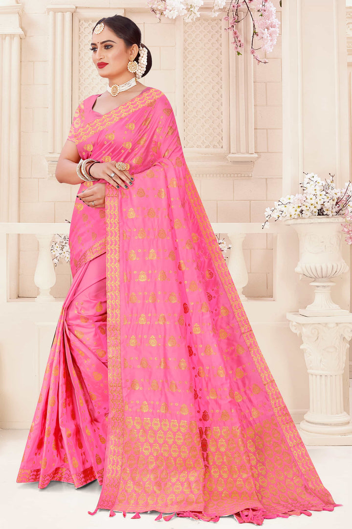 Soft Art-Silk Woven Assamese Saree